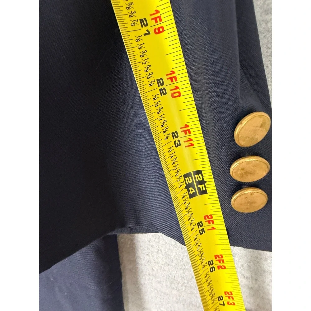 Vintage Bespoke Navy Blue Blazer Gold Buttons Sport Coat 44L Long